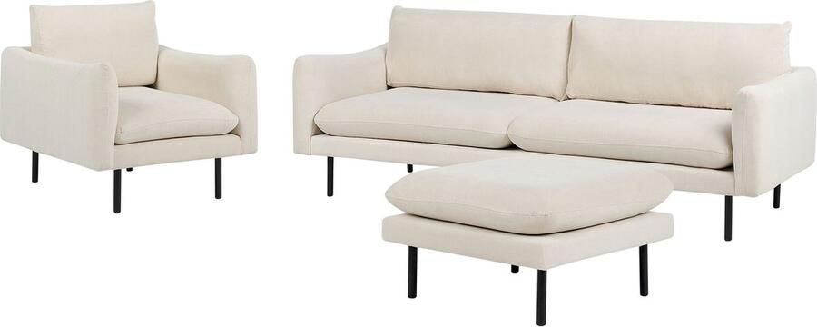 Beliani Bankenset VINTERBRO Stof Lichtbeige Met ottomaan 5-zitter