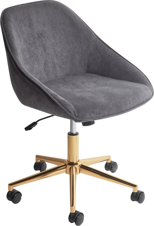 Beliani Bureaustoel Draaibaar BARDSDALE Fluweel Donkergrijs