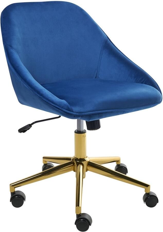 Beliani BARDSDALE Bureaustoel Marineblauw Fluweel