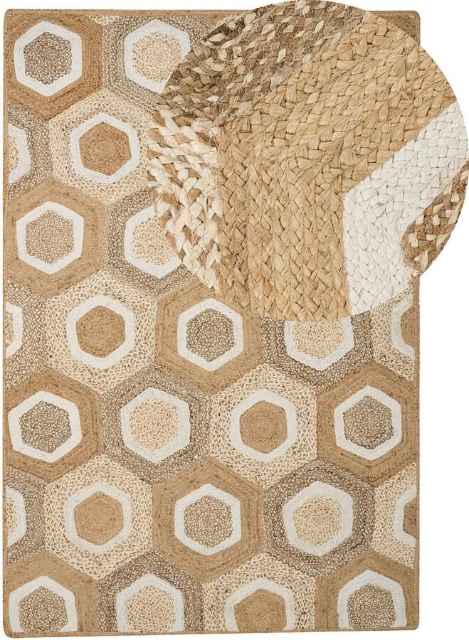 Beliani BASOREN Laagpolig vloerkleed Beige 200 x 300 cm Jute