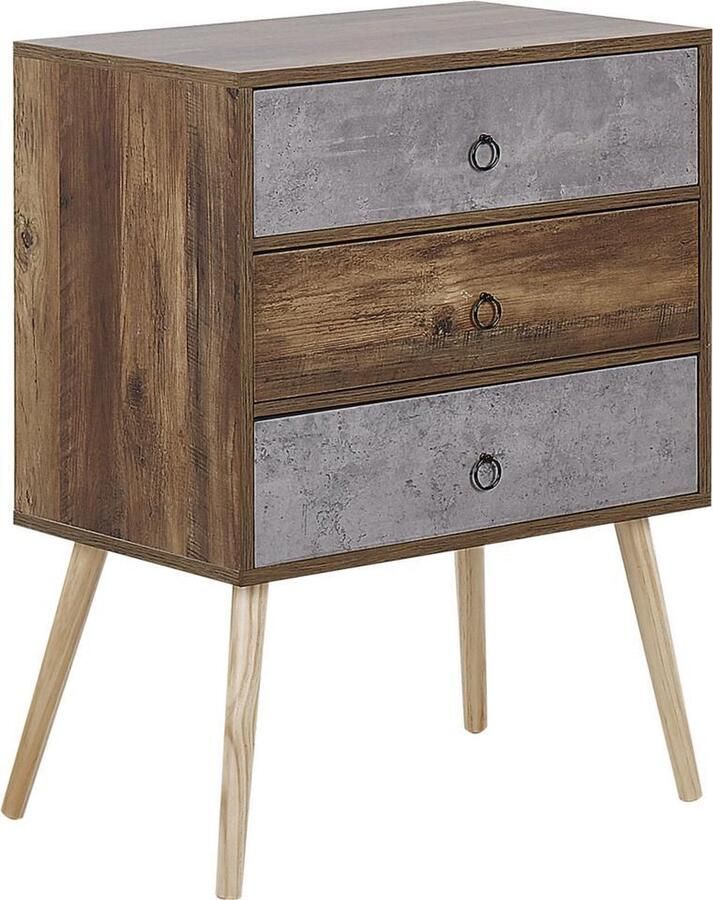 Beliani BATLEY Sideboard-Donkere houtkleur-Vezelplaat