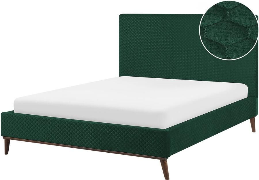 Beliani BAYONNE Tweepersoonsbed Donkergroen 140 x 200 cm Fluweel - Foto 3