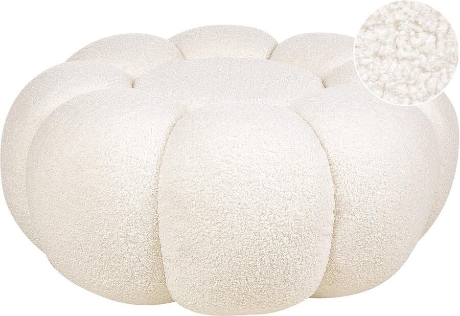 Beliani BEAUFORT Poef Gebroken wit Bouclé