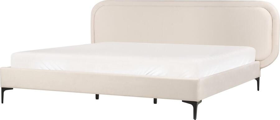 Beliani -SUZETTE-Tweepersoonsbed-Lichtbeige-180 x 200 cm-Polyester