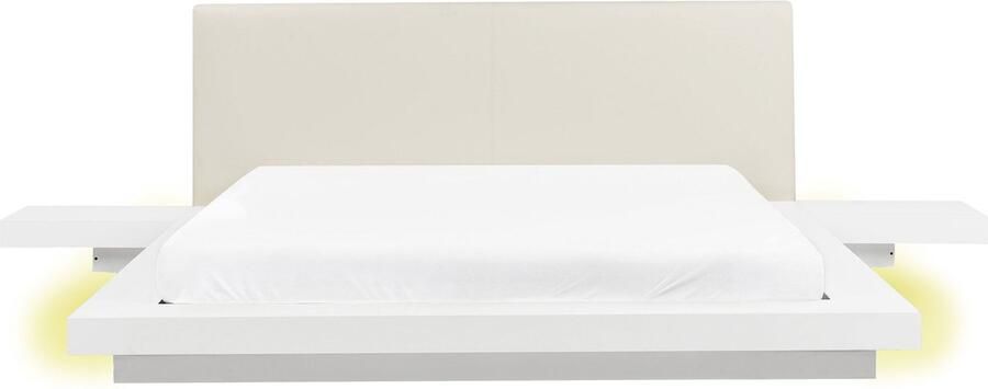 Beliani Bed met LED-verlichting Kunstleer ZEN 160 x 200 cm Wit