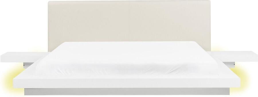 Beliani Bed met LED-verlichting Kunstleer ZEN 180 x 200 cm Wit
