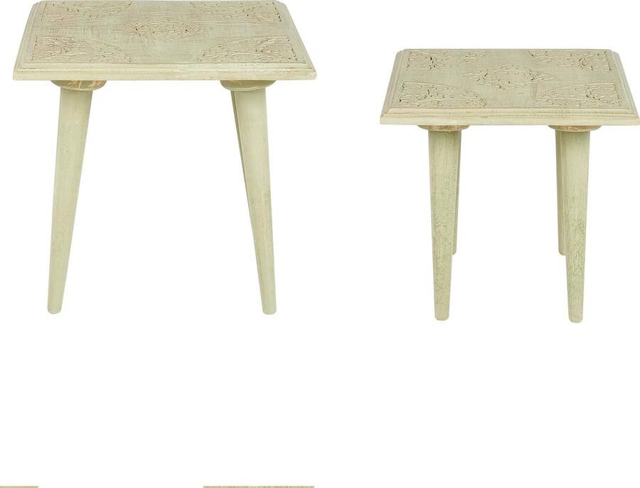 Beliani Set van 2 bijzettafels BELIDHA Mangohout Lichtgroen - Foto 2