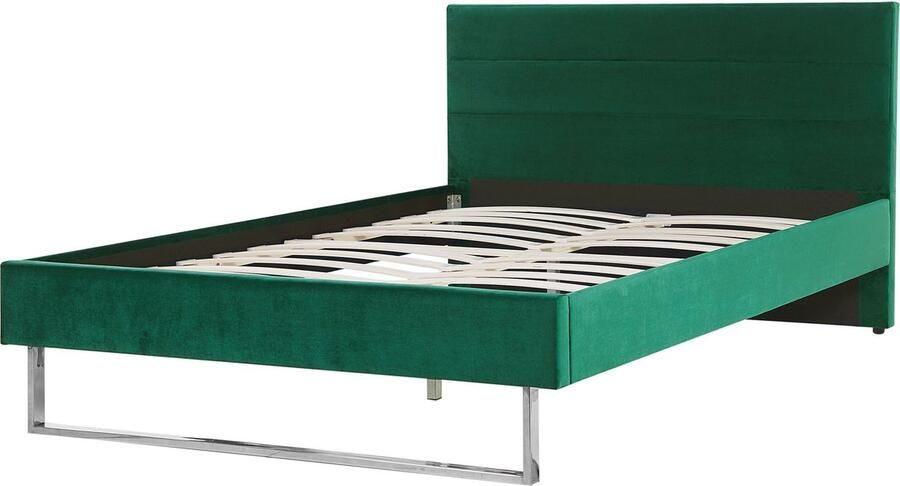 Beliani BELLOU Tweepersoonsbed Groen 140 x 200 cm Fluweel