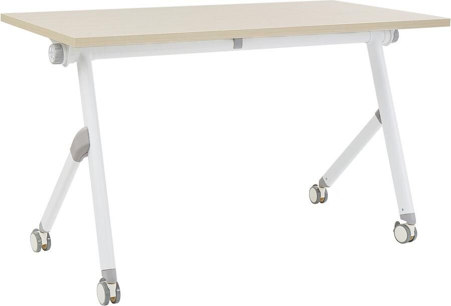 Beliani BENDI Bureau verstelbaar Lichtbruin Wit 120 x 60 cm Metaal