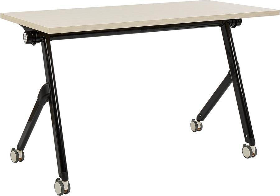 Beliani BENDI Bureau verstelbaar Lichtbruin Zwart 120 x 60 cm Metaal