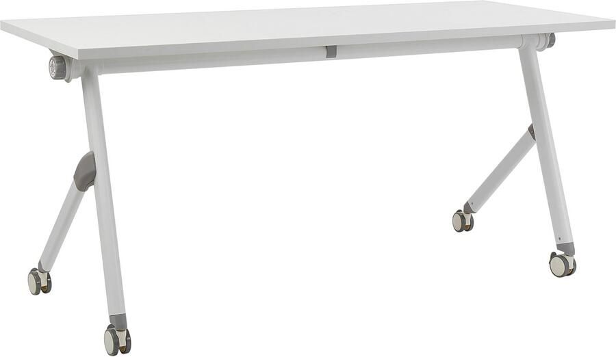 Beliani BENDI Inklapbaar bureau Wit 160 x 60 cm Staal