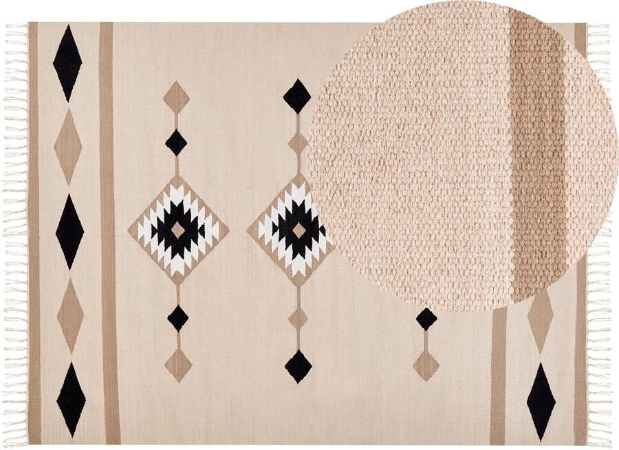 Beliani Vloerkleed BERDIK Multicolor 160 x 230 cm Katoen Kelim