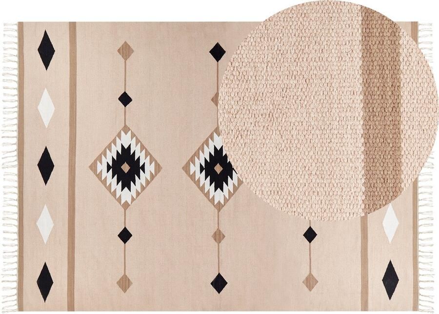 Beliani Vloerkleed BERDIK Multicolor 200 x 300 cm Katoen Kelim