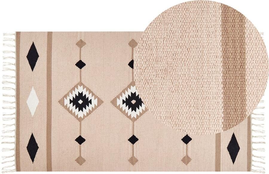 Beliani Vloerkleed BERDIK Multicolor 80 x 150 cm Katoen Kelim