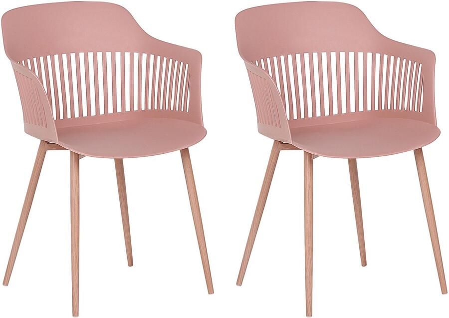 Beliani BERECA Eetkamerstoel-Lichte houtkleur-Synthetisch materiaal