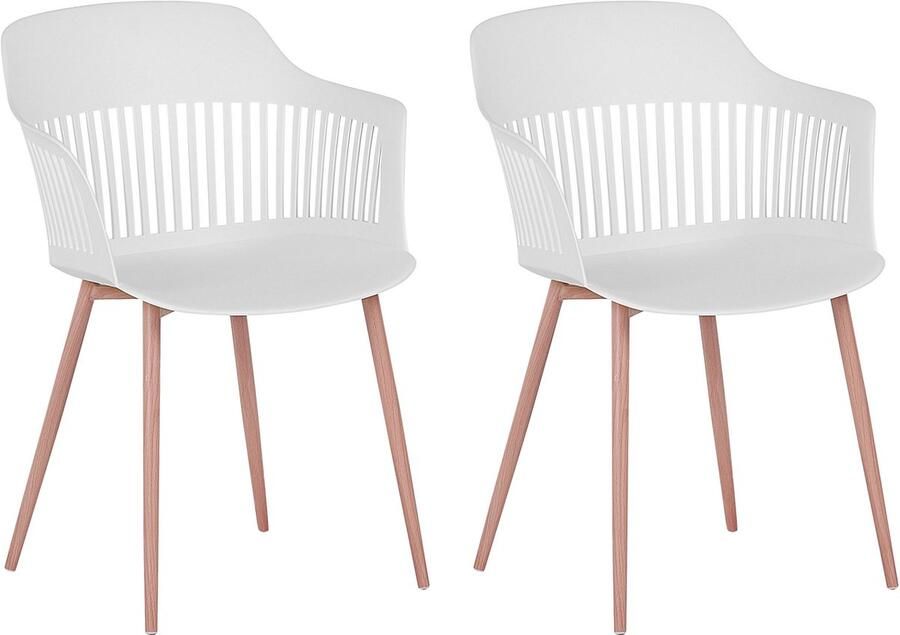 Beliani BERECA Eetkamerstoel-Lichte houtkleur-Synthetisch materiaal