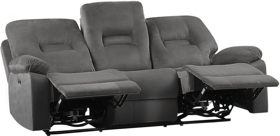 Beliani BERGEN Driezitsbank Donkergrijs Fluweel