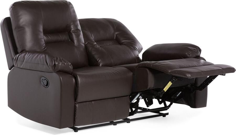 Beliani BERGEN Tweezitsbank Donkerbruin Kunstleer - Foto 2