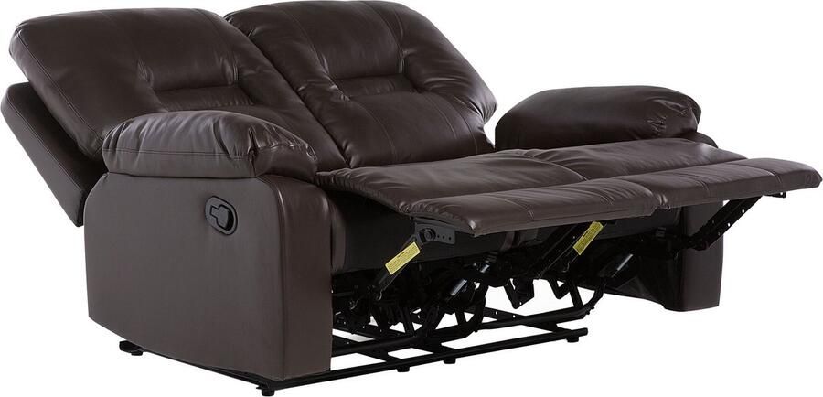 Beliani BERGEN Tweezitsbank Donkerbruin Kunstleer - Foto 3