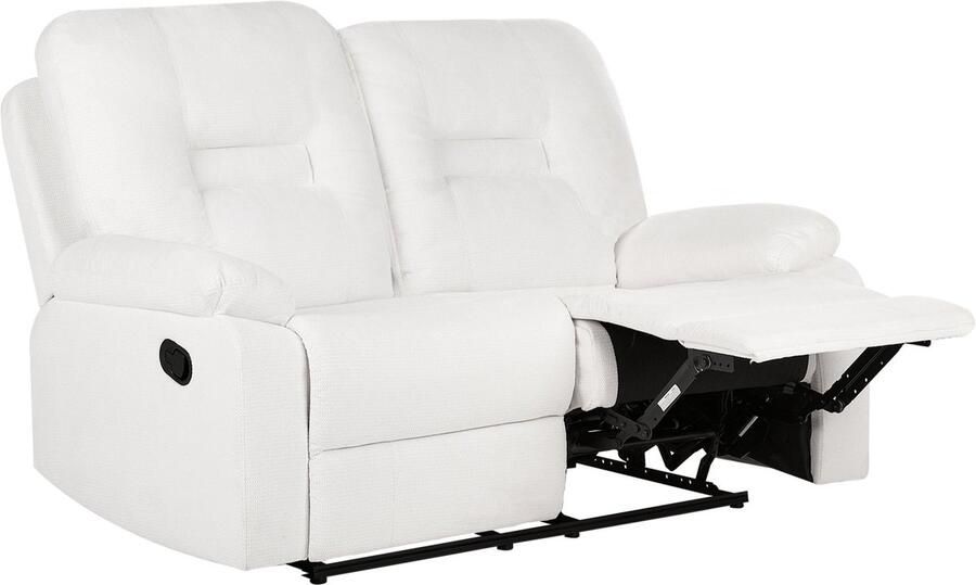 Beliani Handmatig verstelbare bank BERGEN Stof Wit 2-zitter