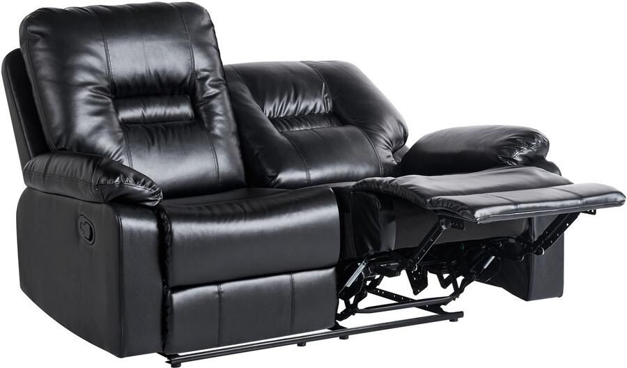 Beliani BERGEN Two Seater Sofa Zwart Kunstleer - Foto 3