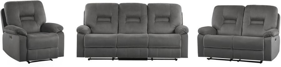 Beliani BERGEN Woonkamerset Donkergrijs Fluweel