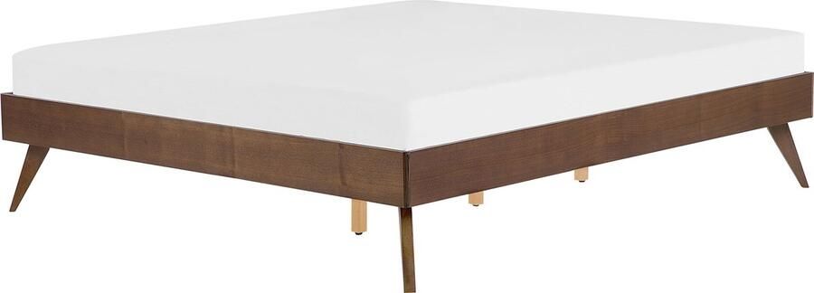 Beliani -BERRIC -Tweepersoonsbed-Donkere houtkleur-160 x 200 cm-MDF