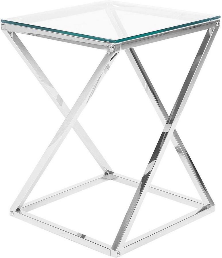 Beliani BEVERLY Bijzettafel Zilver Glas
