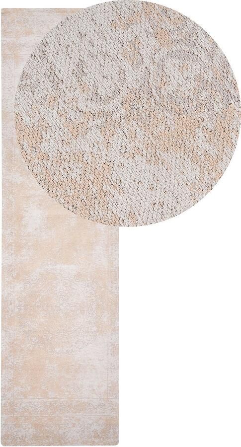 Beliani BEYKOZ Laagpolig vloerkleed Beige 80 x 300 cm Katoen