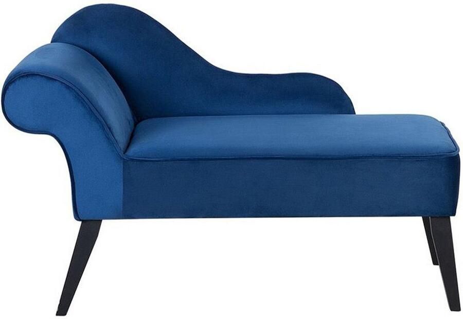 Beliani Linkszijdige chaise longue BIARRITZ Fluweel Marineblauw - Foto 2