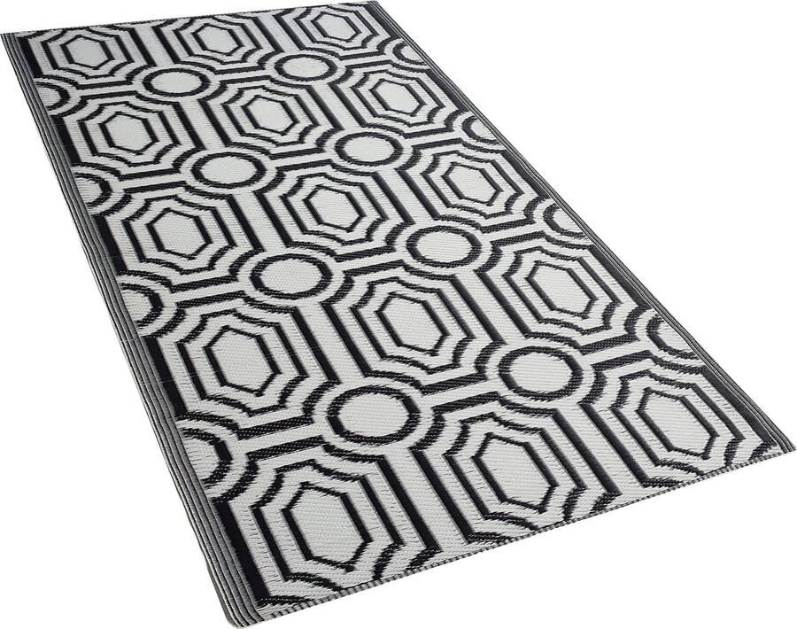 Beliani BIDAR Outdoor kleed Zwart 90 x 180 cm Polypropyleen