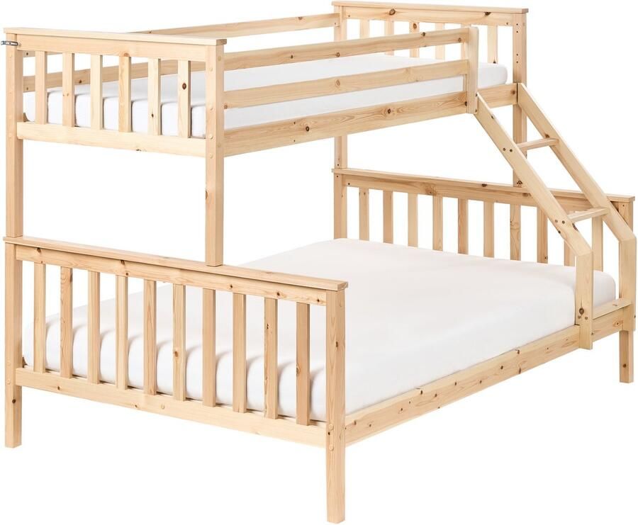 Beliani Hoogslaper Dennenhout BIERNE 90 140 x 200 cm Lichtbruin