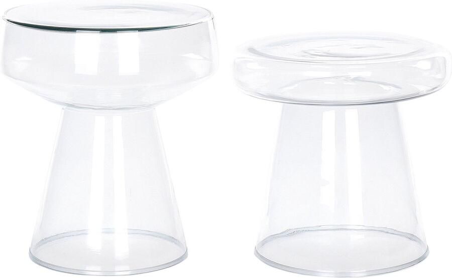 Beliani LAGUNA|CALDERA Bijzettafel set van 2 Transparant Glas