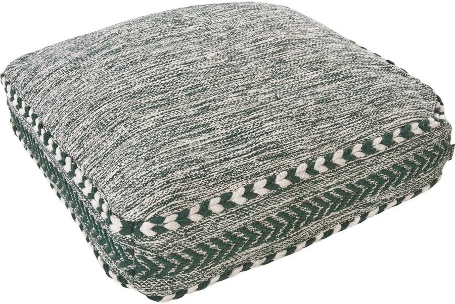 Beliani Poef BIRCH Katoen Donkergroen 60 cm 60 cm 12 cm