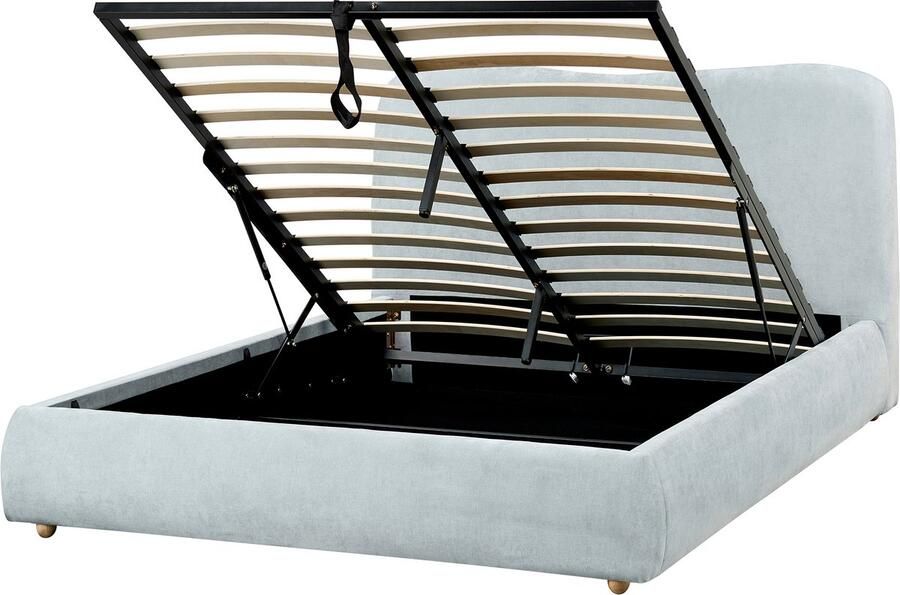 Beliani BLAGNAC Tweepersoonsbed Lichtblauw 140 x 200 cm Stof