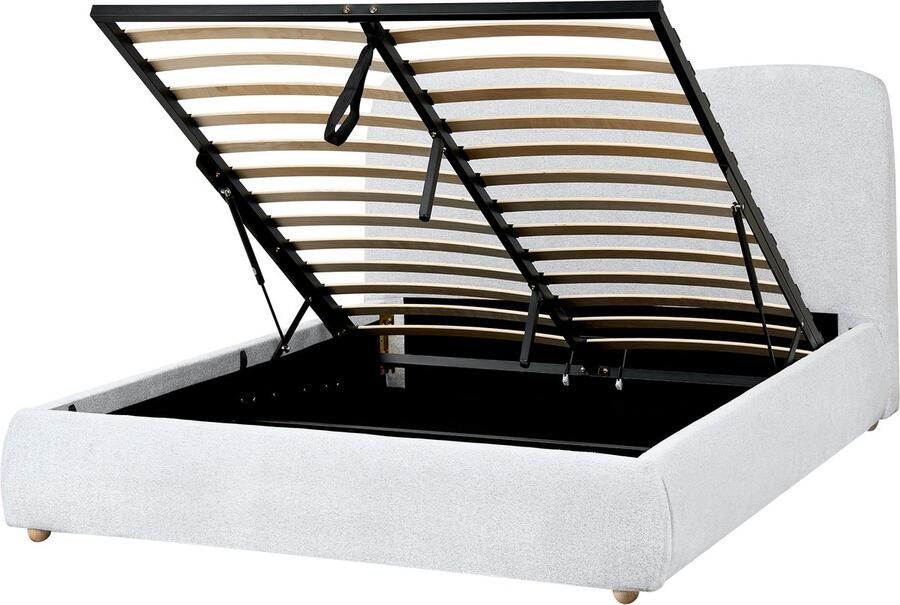 Beliani BLAGNAC Tweepersoonsbed Lichtgrijs 140 x 200 cm Stof