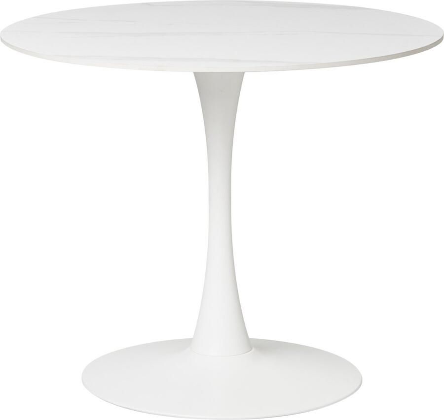 Beliani BOCA Ronde eettafel Wit marmer 90 cm Gesinterde steen
