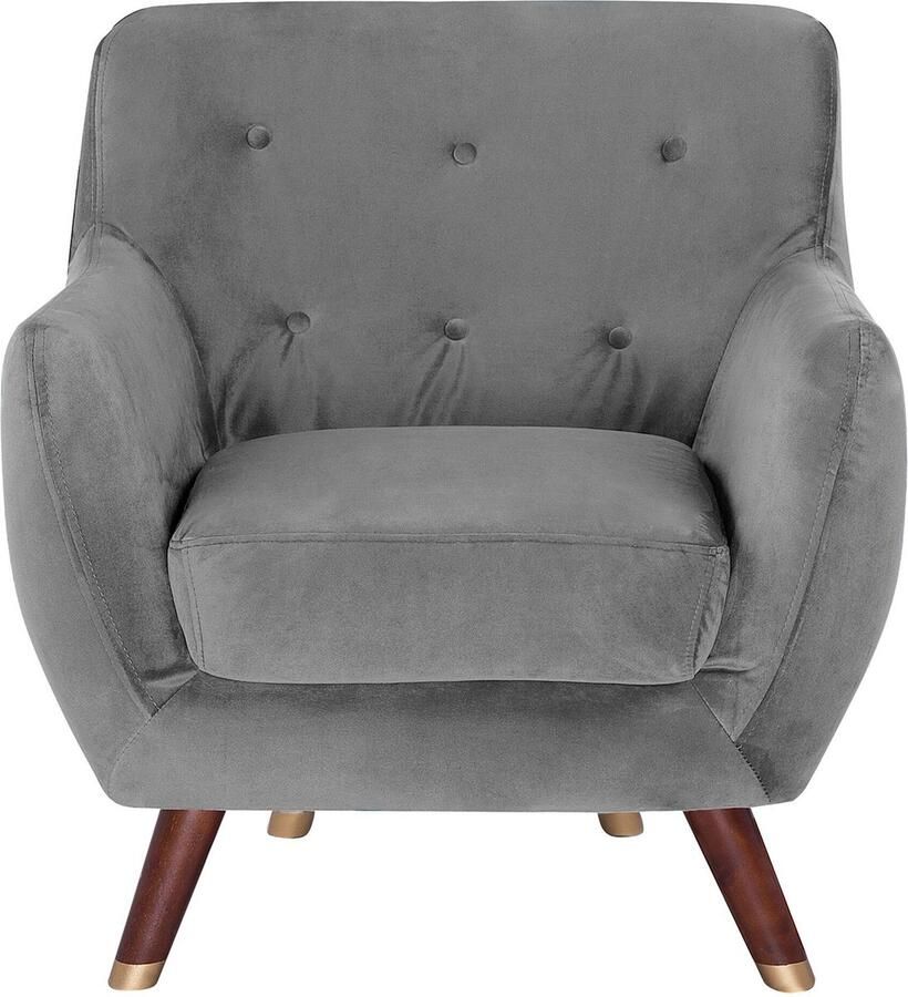Beliani BODO Fauteuil-Donkere houtkleur-Fluweel