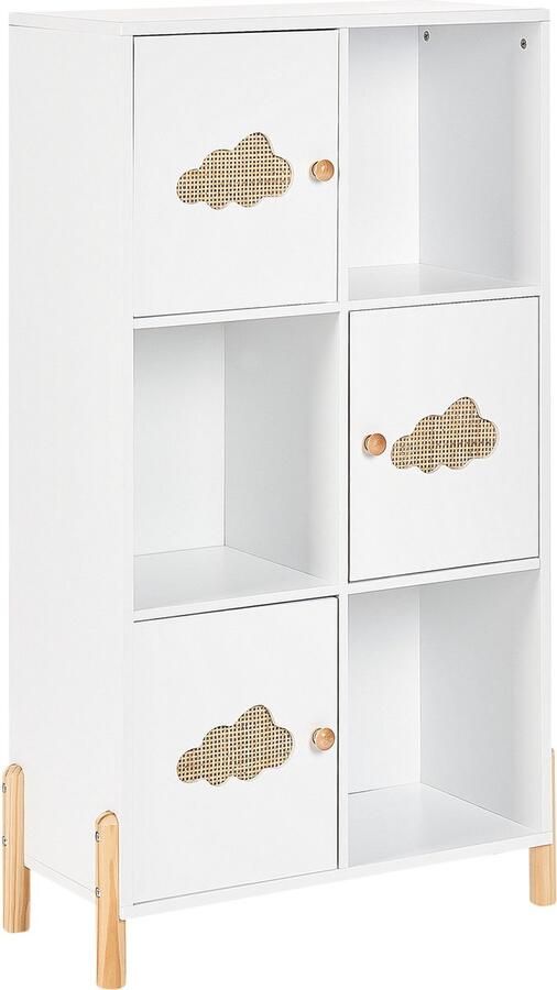 Beliani Boekenkast CLOUDY Bewerkt hout 111 cm Wit