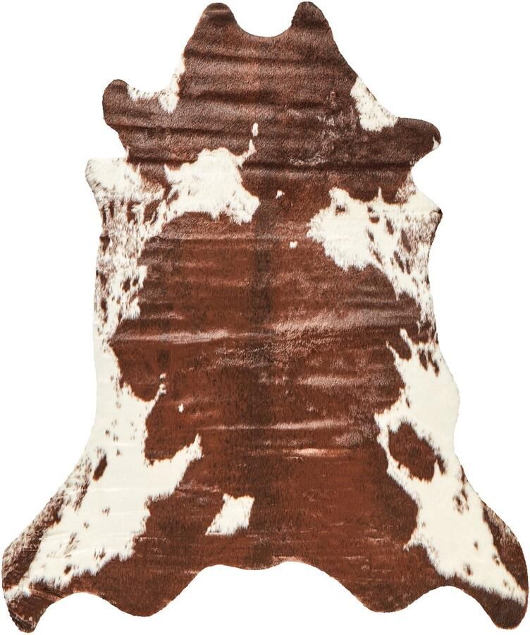 Beliani Vloerkleed imitatieleer bruin wit 130 x 170 cm BOGONG