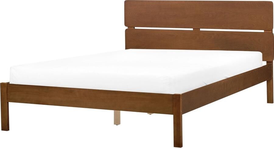 Beliani BOISSET Bed Donkerbruin 140 x 200 cm Rubberhout