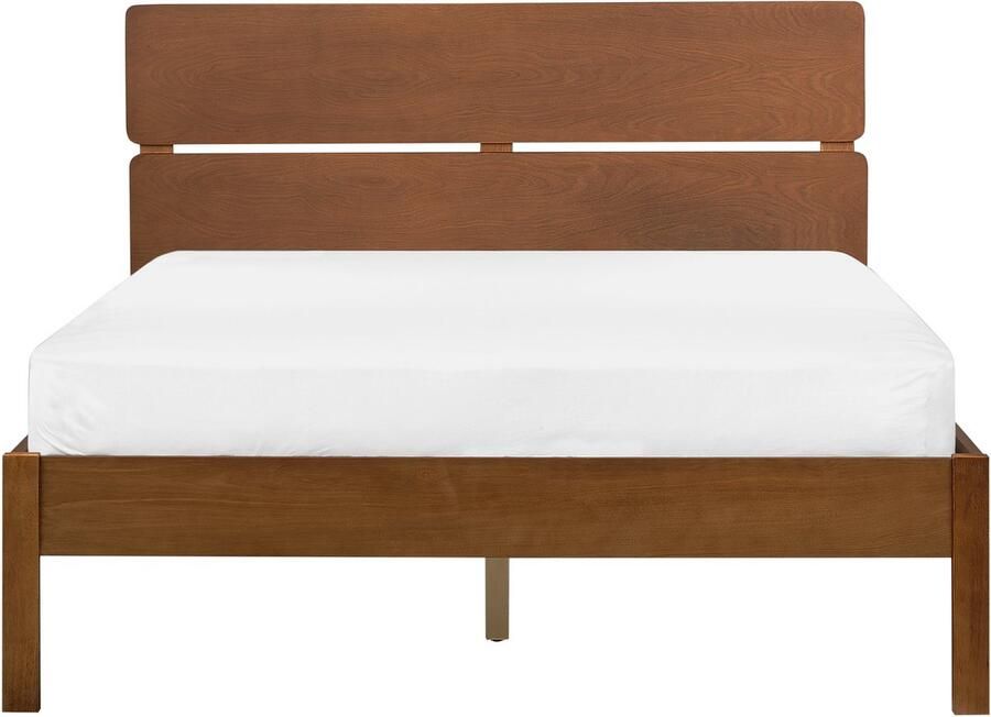 Beliani -BOISSET -Bed met LED-Donkerbruin-140 x 200 cm-Rubberhout