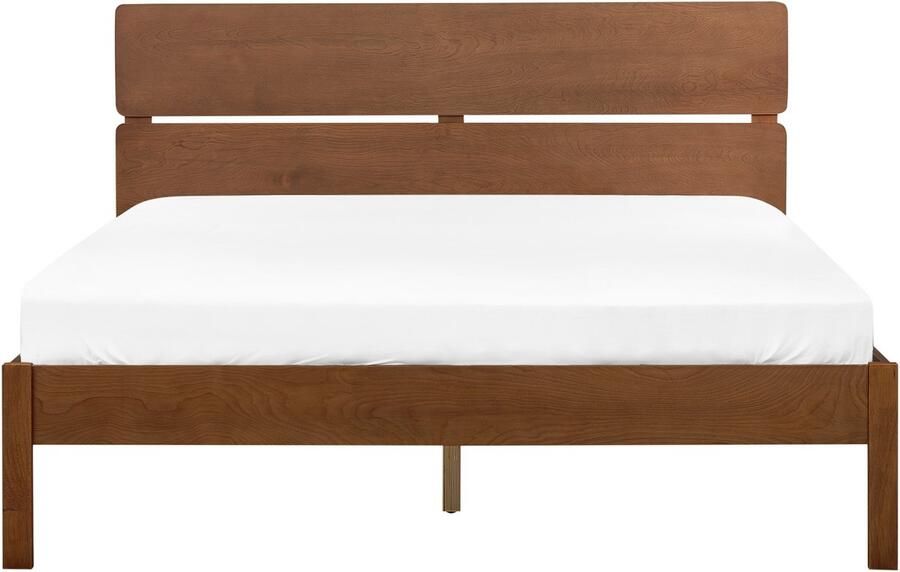 Beliani -BOISSET -Bed met LED-Donkerbruin-160 x 200 cm-Rubberhout