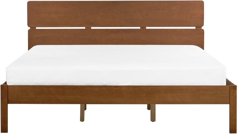 Beliani -BOISSET -Bed met LED-Donkerbruin-180 x 200 cm-Rubberhout