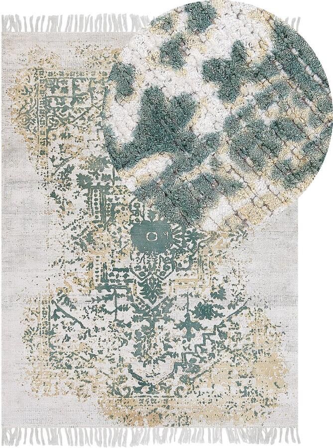 Beliani BOYALI Vintage vloerkleed Lichtbeige 140 x 200 cm Viscose - Foto 2