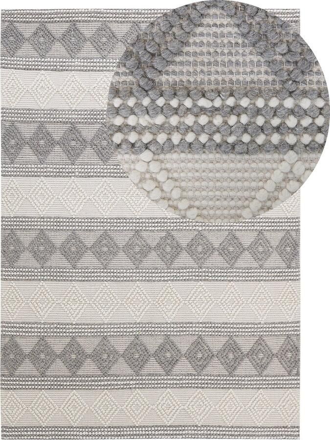 Beliani BOZOVA Laagpolig vloerkleed Lichtbeige 160 x 230 cm Wol