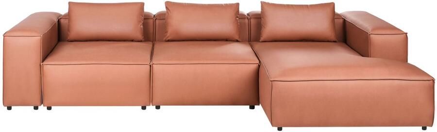 Beliani BRANDE Modulaire bank Goudbruin Linkszijdig Kunstleer