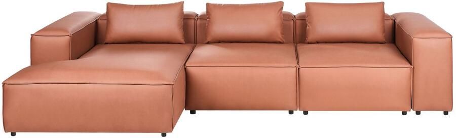 Beliani BRANDE Modulaire bank Goudbruin Rechtszijdig Kunstleer