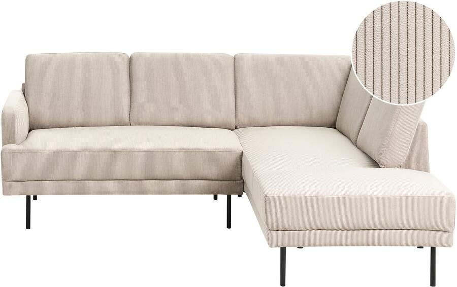 Beliani BREDA Hoekbank 4-zits Beige Linkszijdig Corduroy