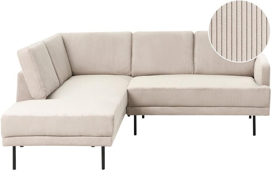 Beliani BREDA Hoekbank 4-zits Beige Rechtszijdig Corduroy